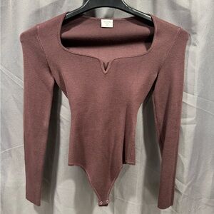 Abercrombie & Fitch Long Sleeve Square Neck Bodysuit